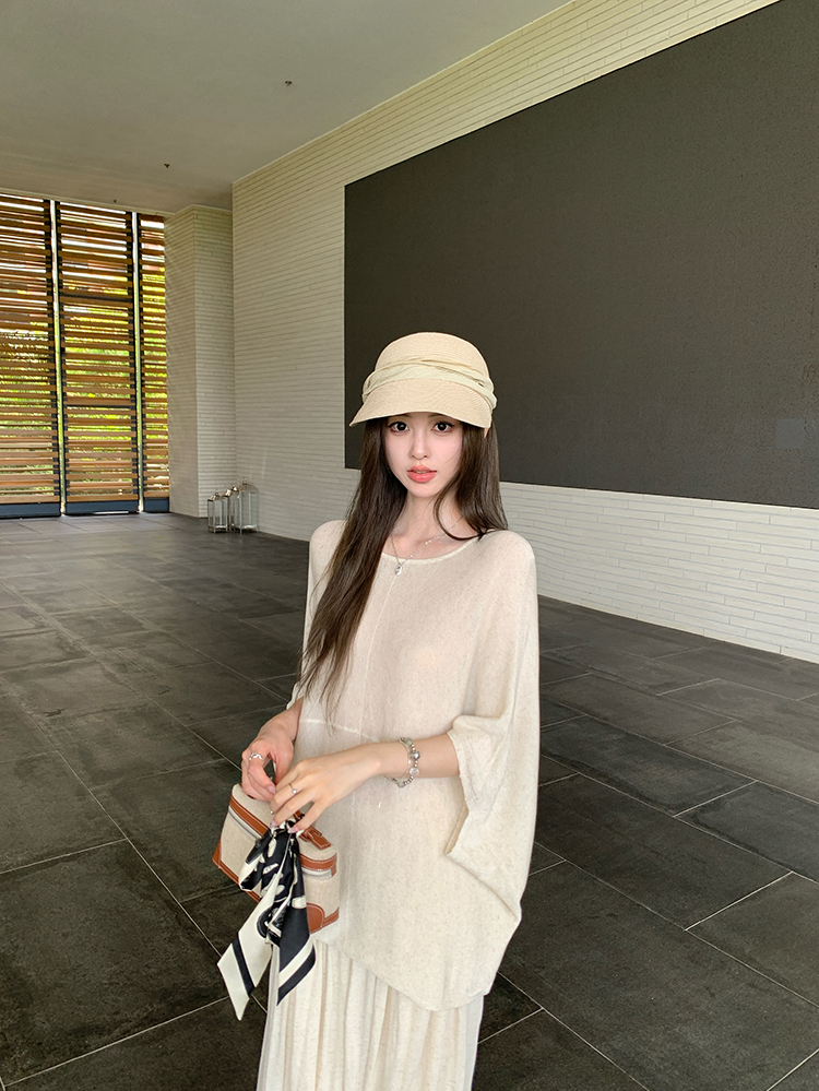 1747968489294_a58vFV.jpg Women's Linen Tencel Two-Piece Set Short Sleeve T-Shirt Top and Long Skirt Set