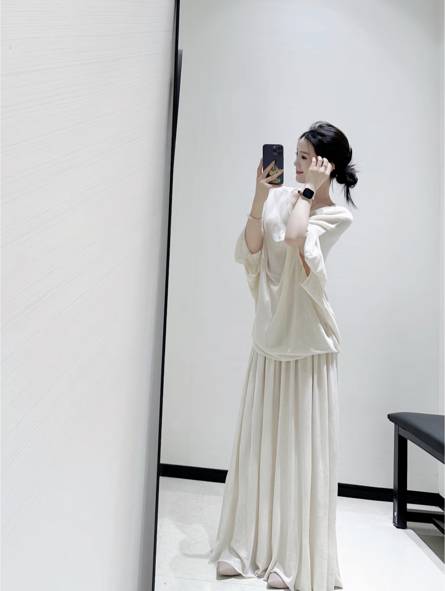 Korean Round Neck Knit Sweater and High Waist Skirt Two Piece Set