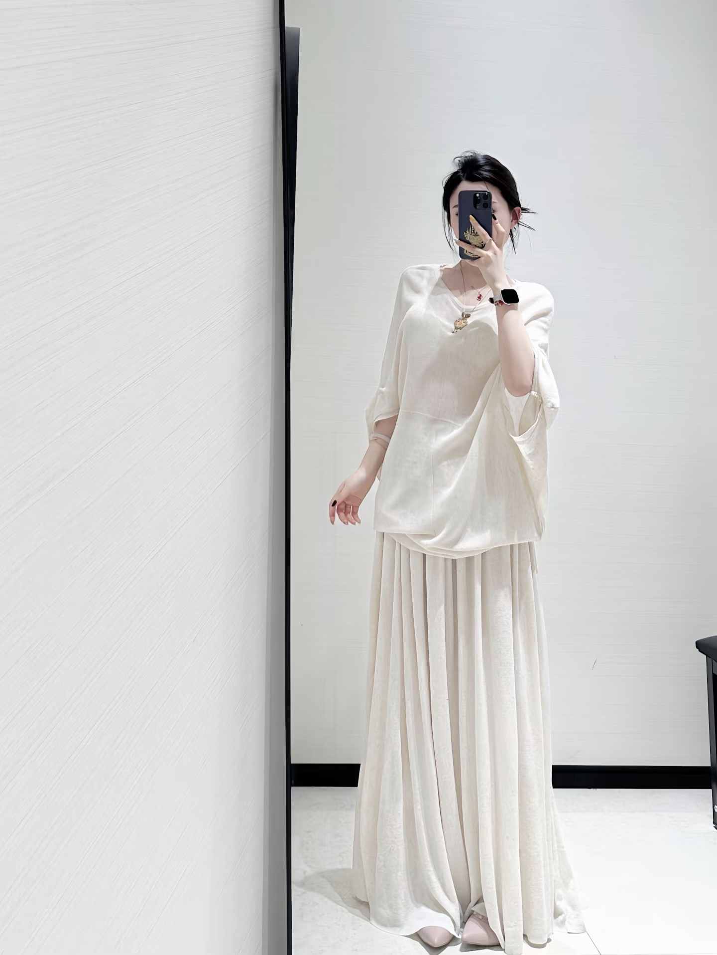 Korean Round Neck Knit Sweater and High Waist Skirt Two Piece Set