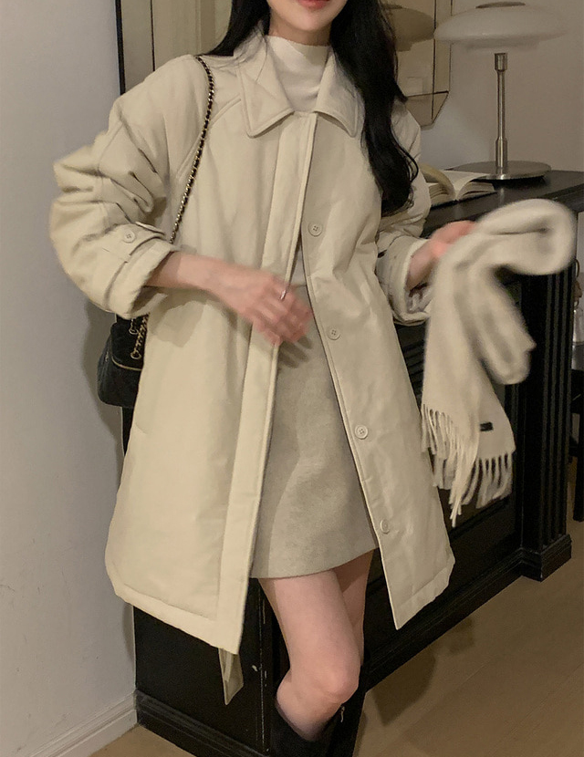 Korean Chic Winter Belted Warm Mid-Long Cotton Padded Coat