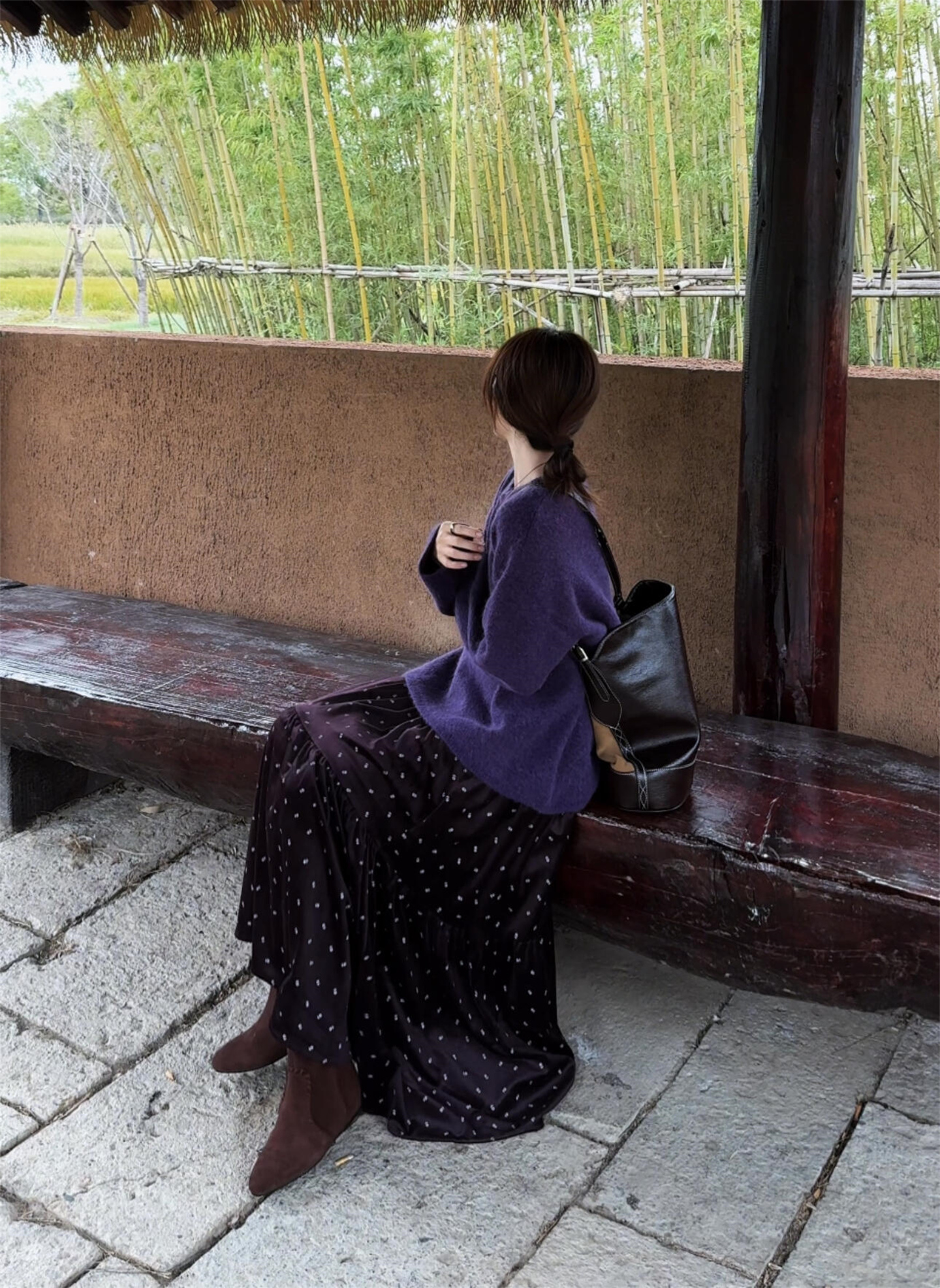 1764700473080_IL24hL.jpg Purple Sweater and Velvet Floral Skirt Two-Piece Set