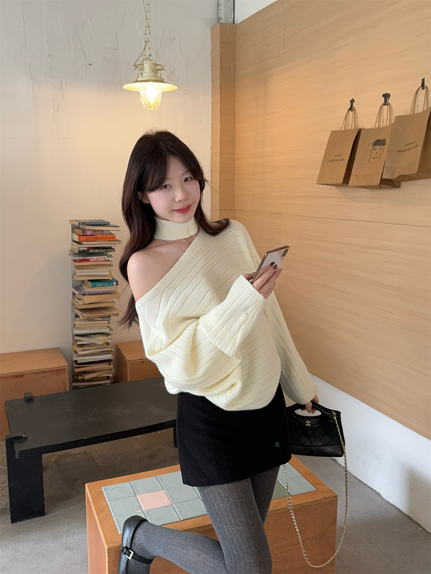 1765741110446_JBVF8k.jpg Off-Shoulder Halter Knit Sweater for Women Sweet Style Two-Piece Pullover - Style d19e86