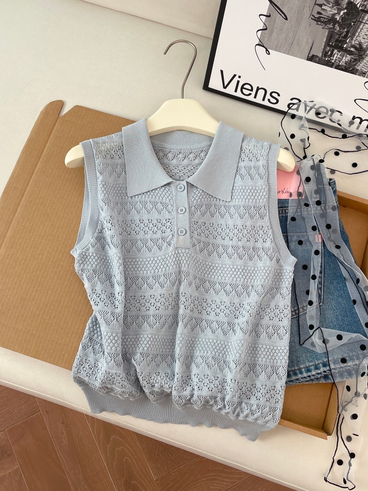 1775668386050_rID51r.jpg Women's Retro Knit Polo Neck Vest Sleeveless Summer Top