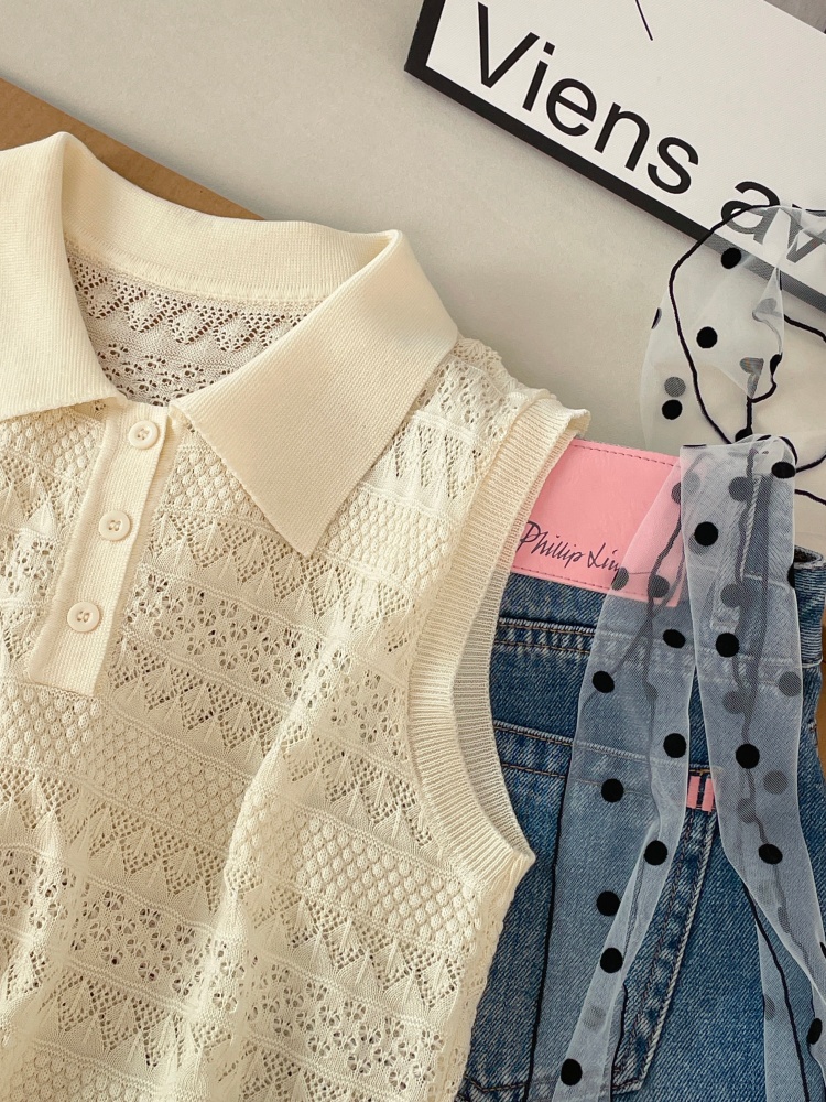 1775668401840_fzrwQN.jpg Women's Retro Knit Polo Neck Vest Sleeveless Summer Top