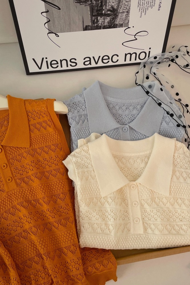 1775668518110_keHsjO.jpg Women's Retro Knit Polo Neck Vest Sleeveless Summer Top
