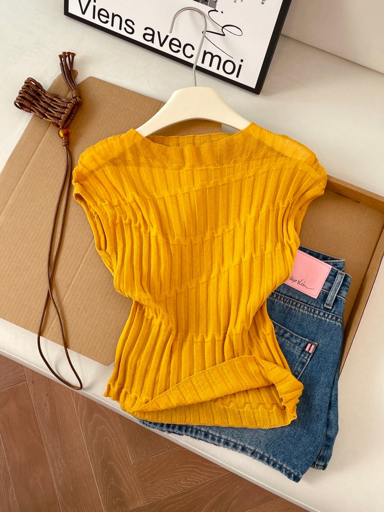 1775916896241_JhvI11.jpg Women's Soft Knit Pullover Top Summer 2026 Solid Color Slimming Sweet Style